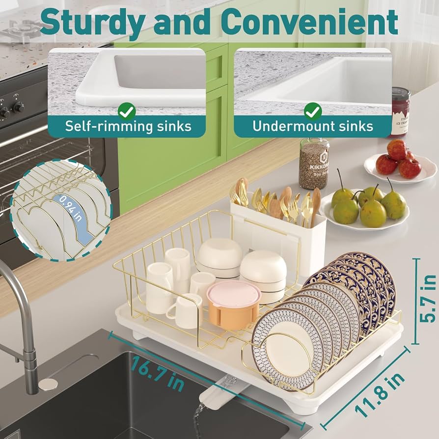 置物  GOLD DISH Gold Kitchen Sink Caddy Organizer, Rustproof Stainless